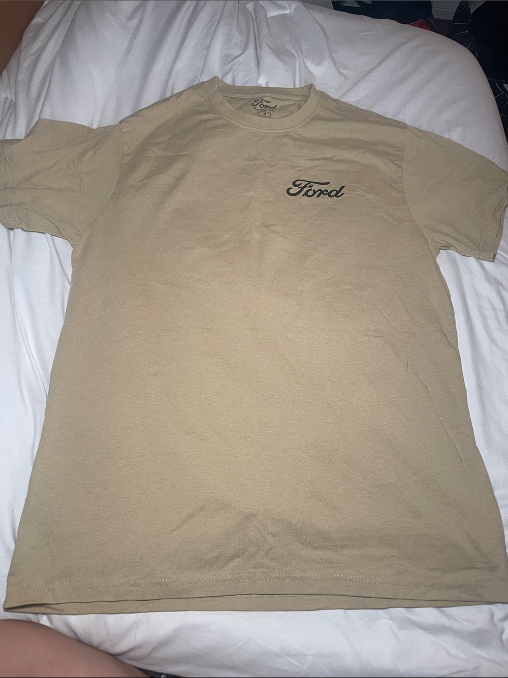 Ford Men’s Short-Sleeve Tee in Tan with Script Logo